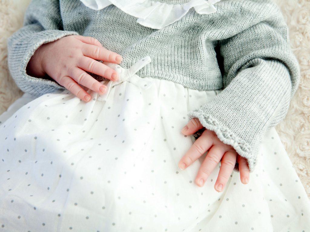 Close up of newborn baby's hands